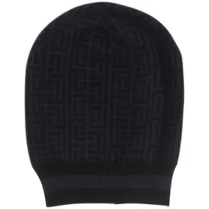 Balmain All-Over Patterned Ribbed Beanie