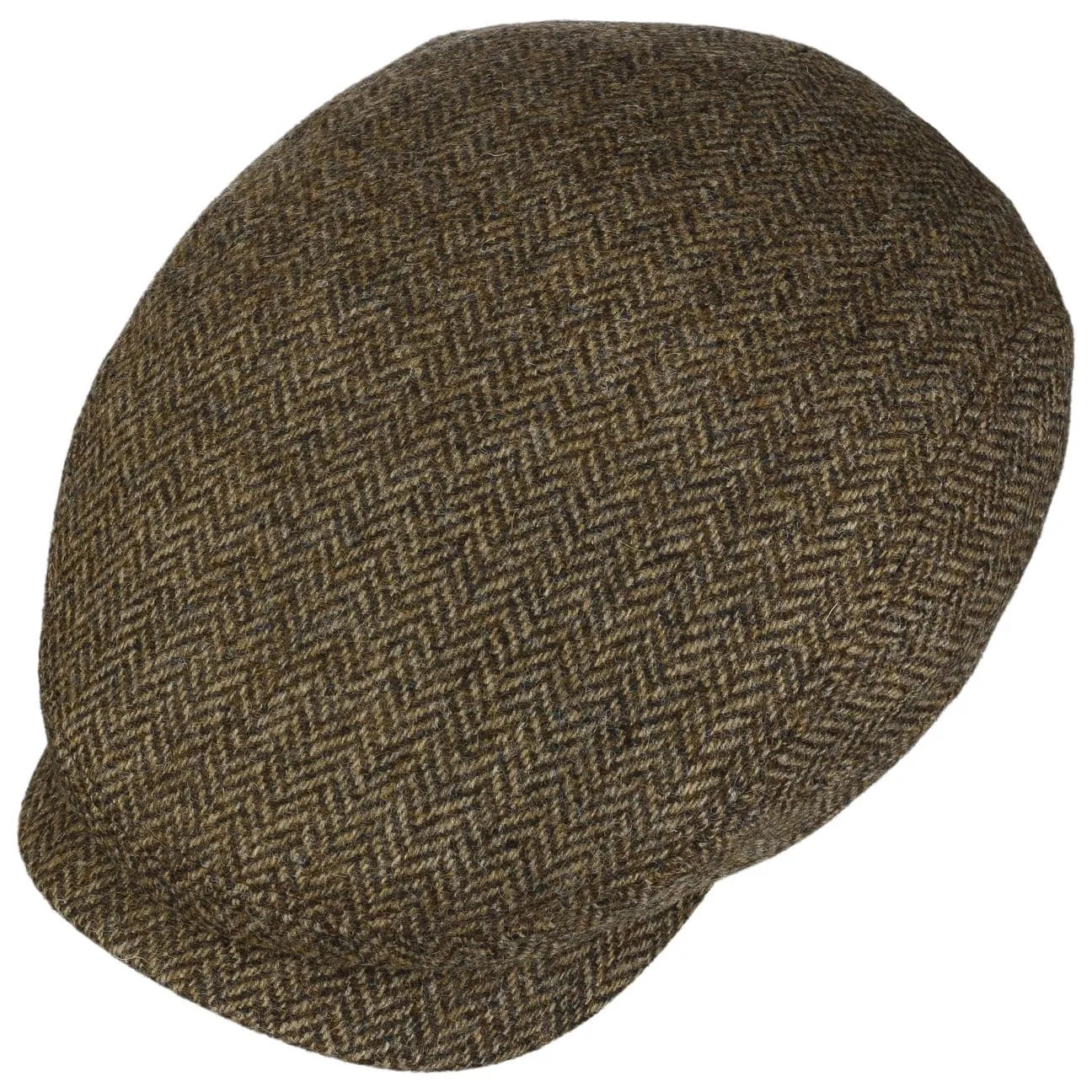 Crimson Wool Herringbone Flat Cap by Lierys
