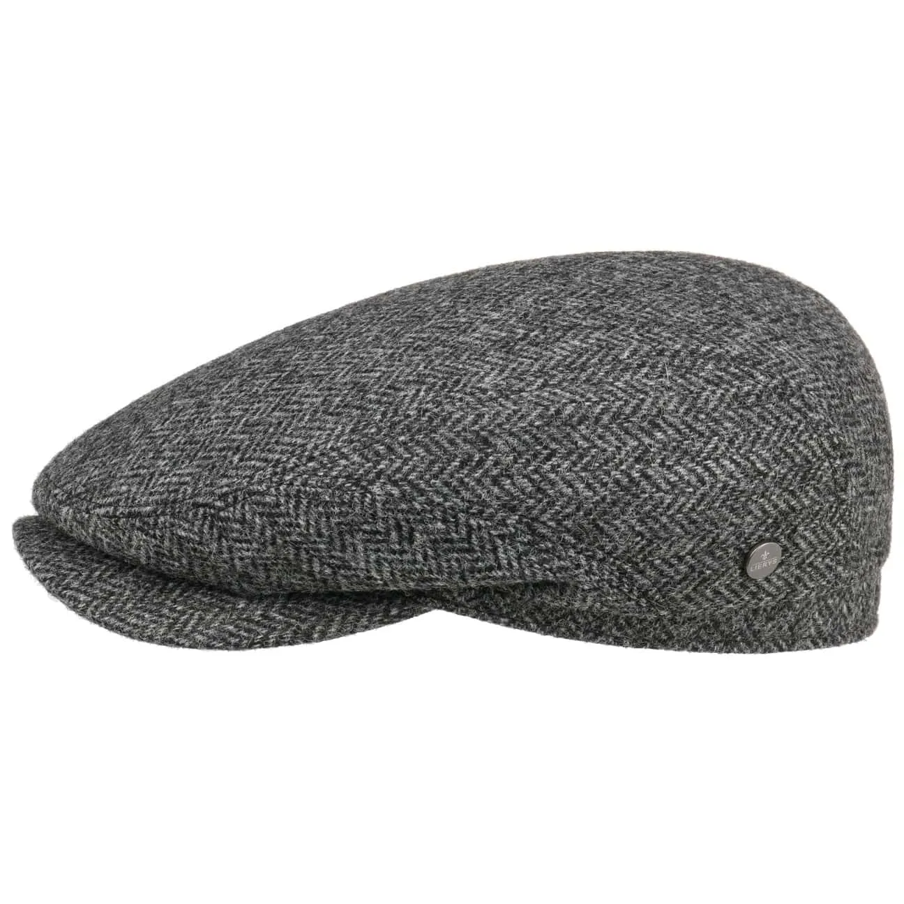 Crimson Wool Herringbone Flat Cap by Lierys