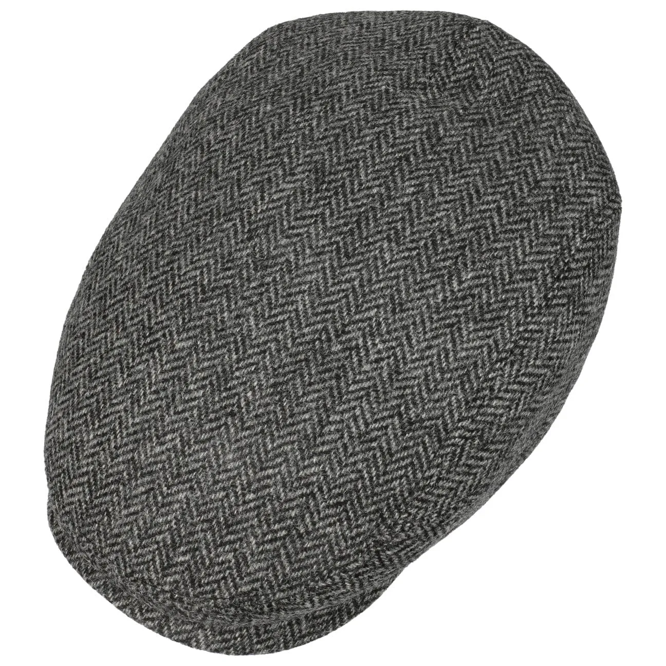 Crimson Wool Herringbone Flat Cap by Lierys