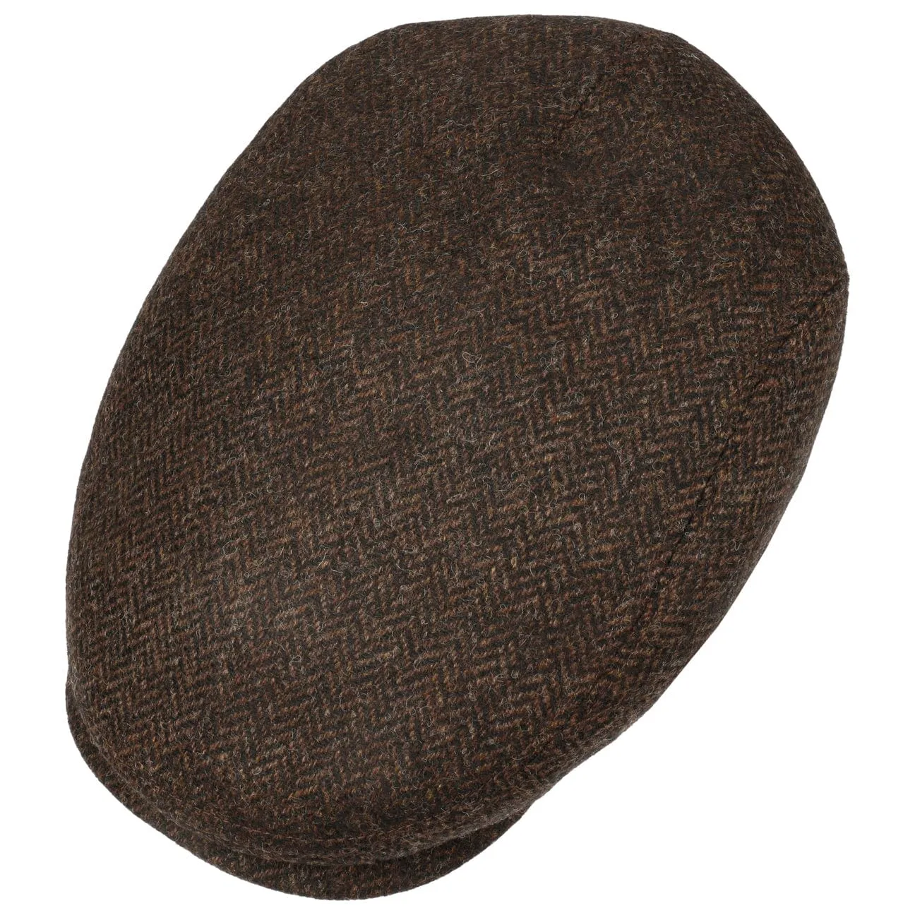 Crimson Wool Herringbone Flat Cap by Lierys