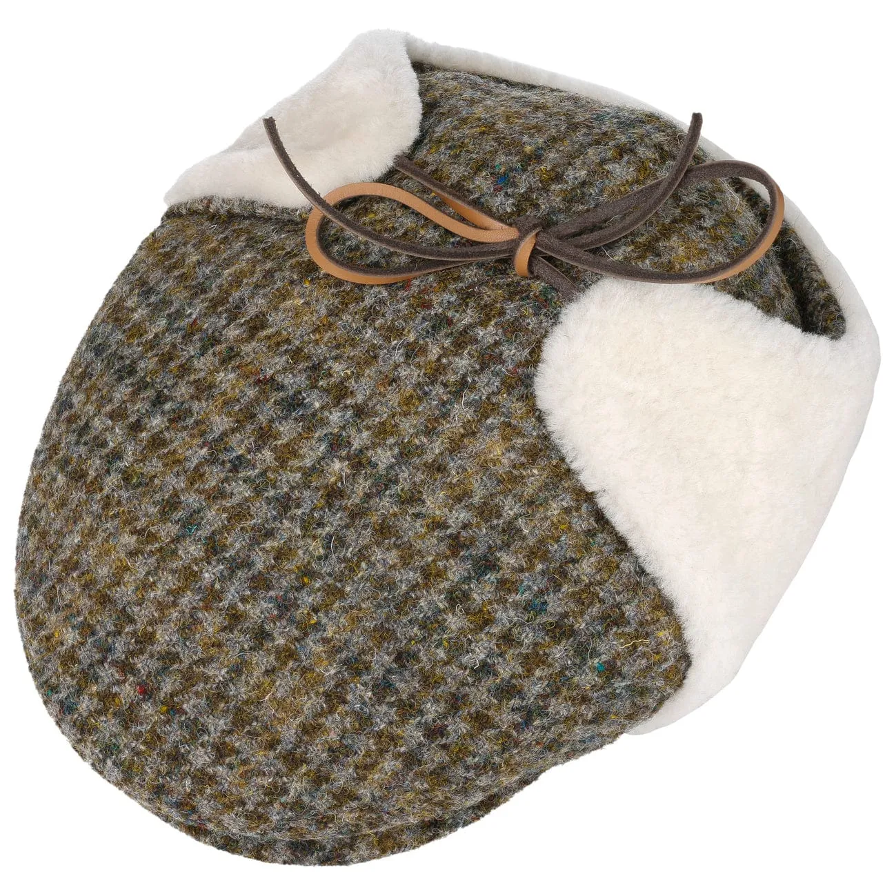 Harris Tweed Flat Cap with Ear Flaps by Lierys