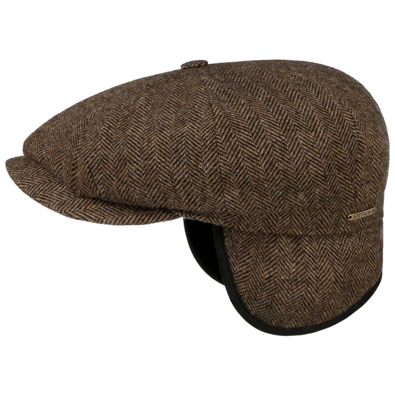 Hatteras Classic Herringbone Ear Flaps Newsboy Cap by Stetson