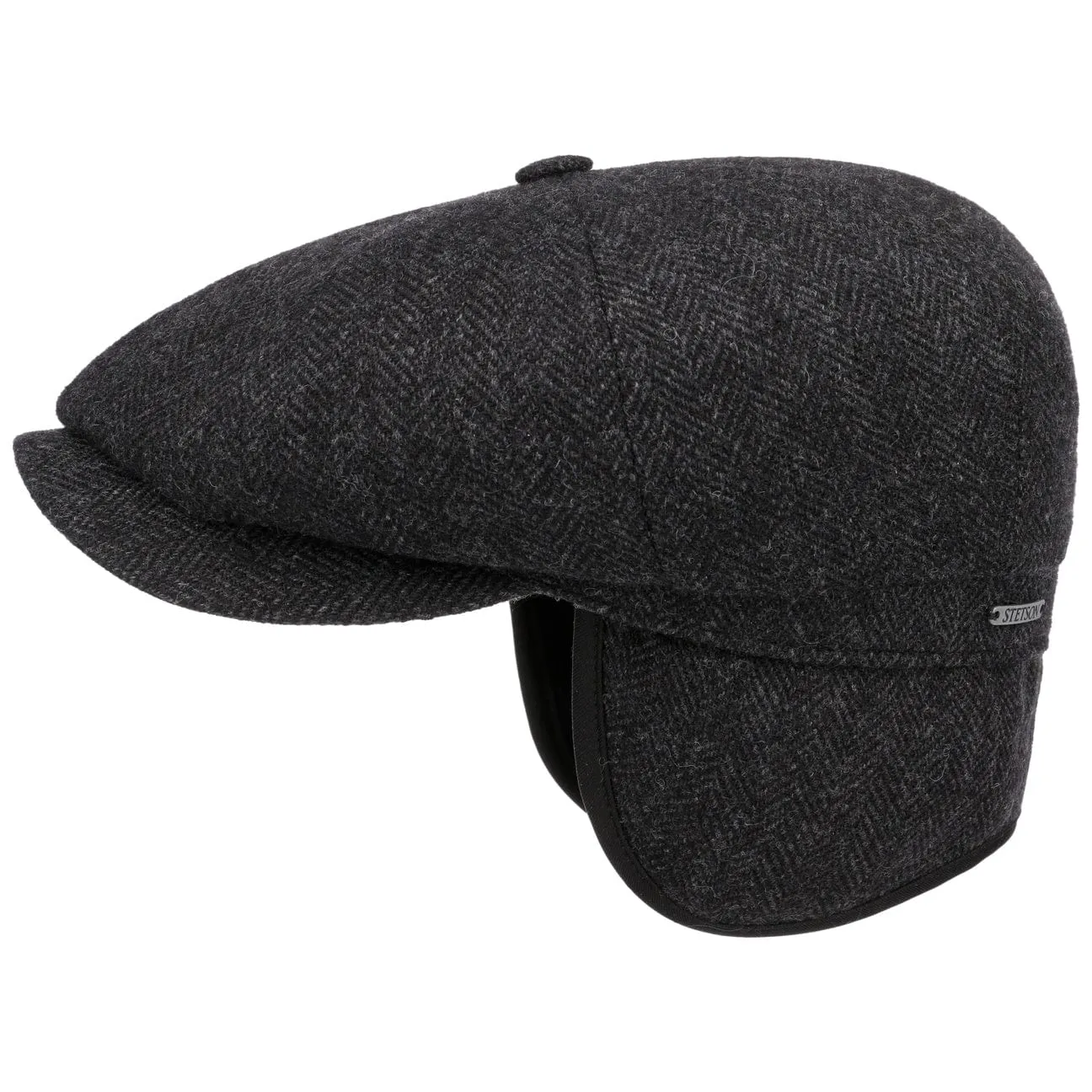 Hatteras Classic Herringbone Ear Flaps Newsboy Cap by Stetson
