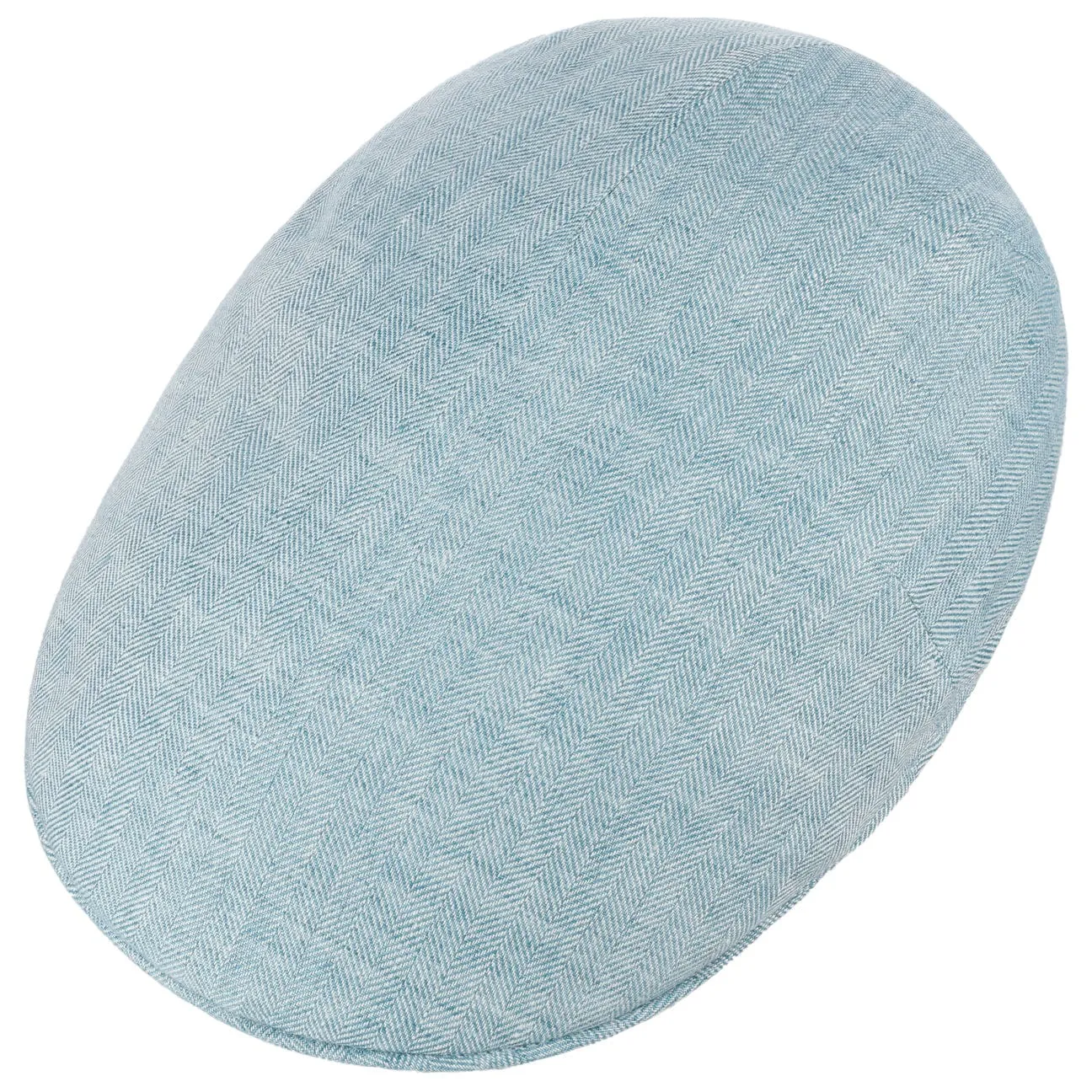 Herringbone Linen Flat Cap by Borsalino