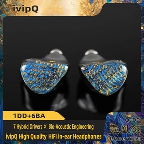 ivipQ Q-09 Phoenixia 1DD 6BA Hybrid Drivers IEMs