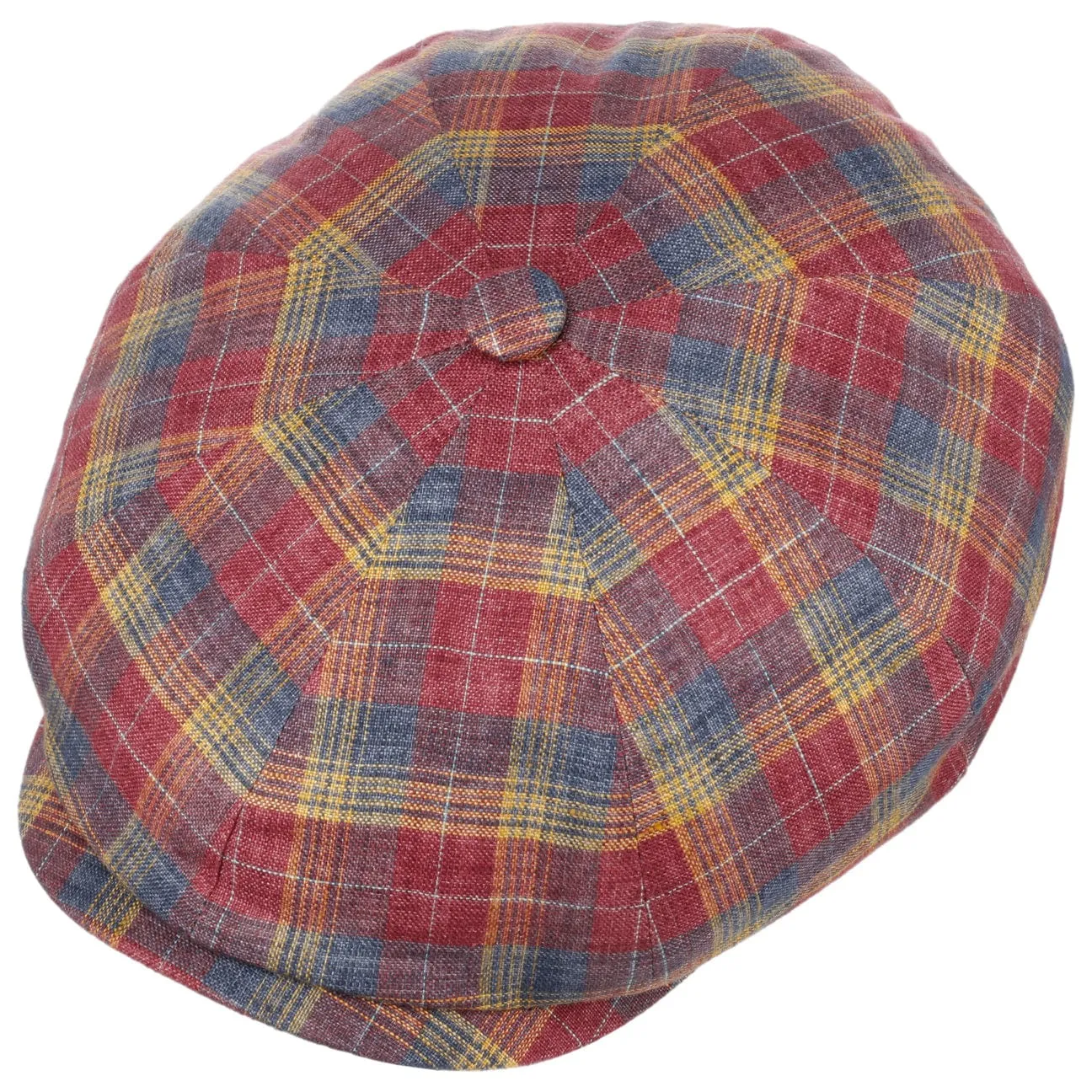 Kayoto Check Linen Flat Cap by Alfonso D'Este