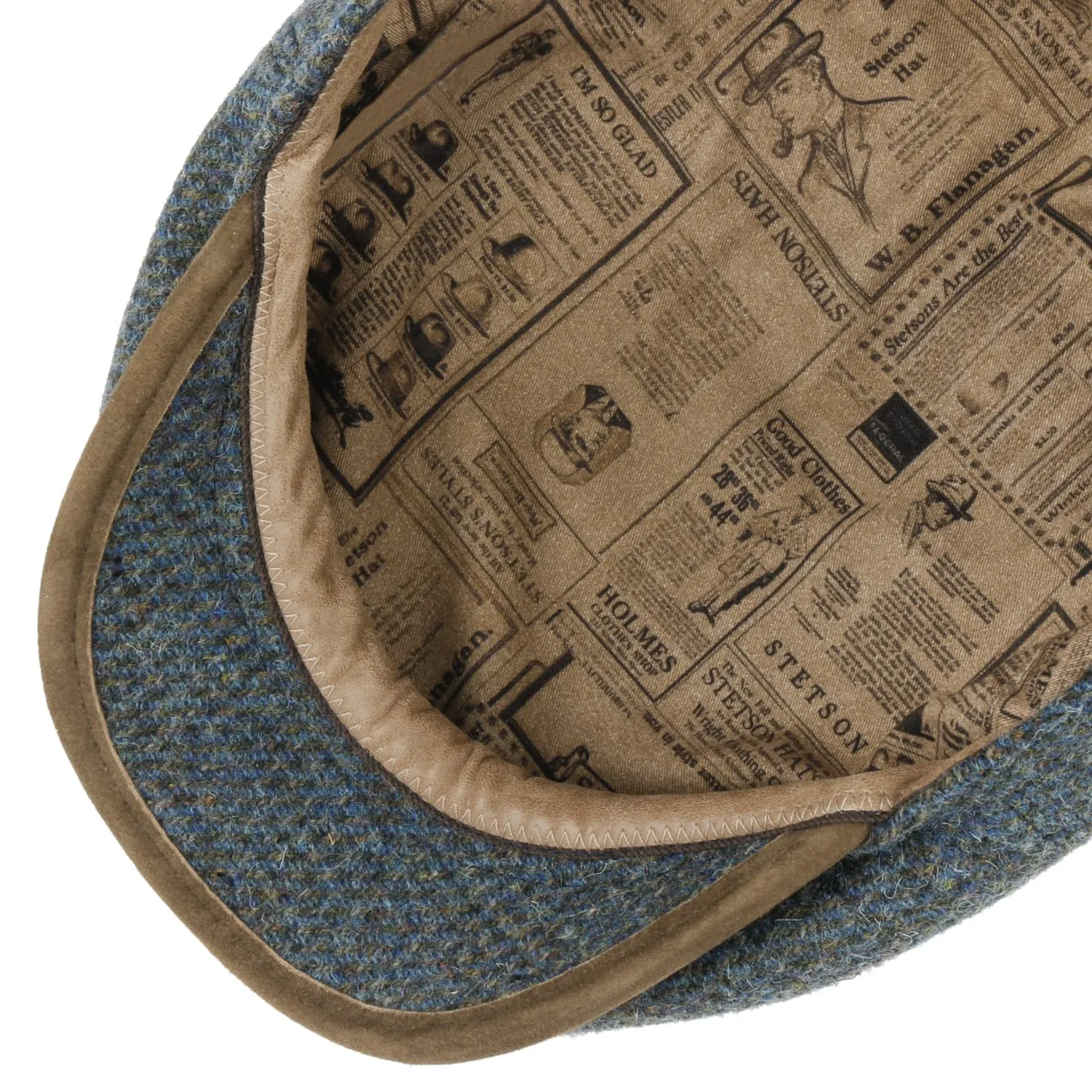 Kent Virgin Wool Harris Tweed Flat Cap by Stetson