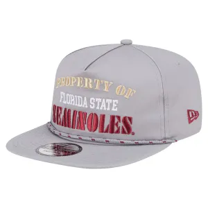 New Era Men's Property of Florida State Seminoles/Seminole Logo Design Flat Bill Adjustable Hat - Grey