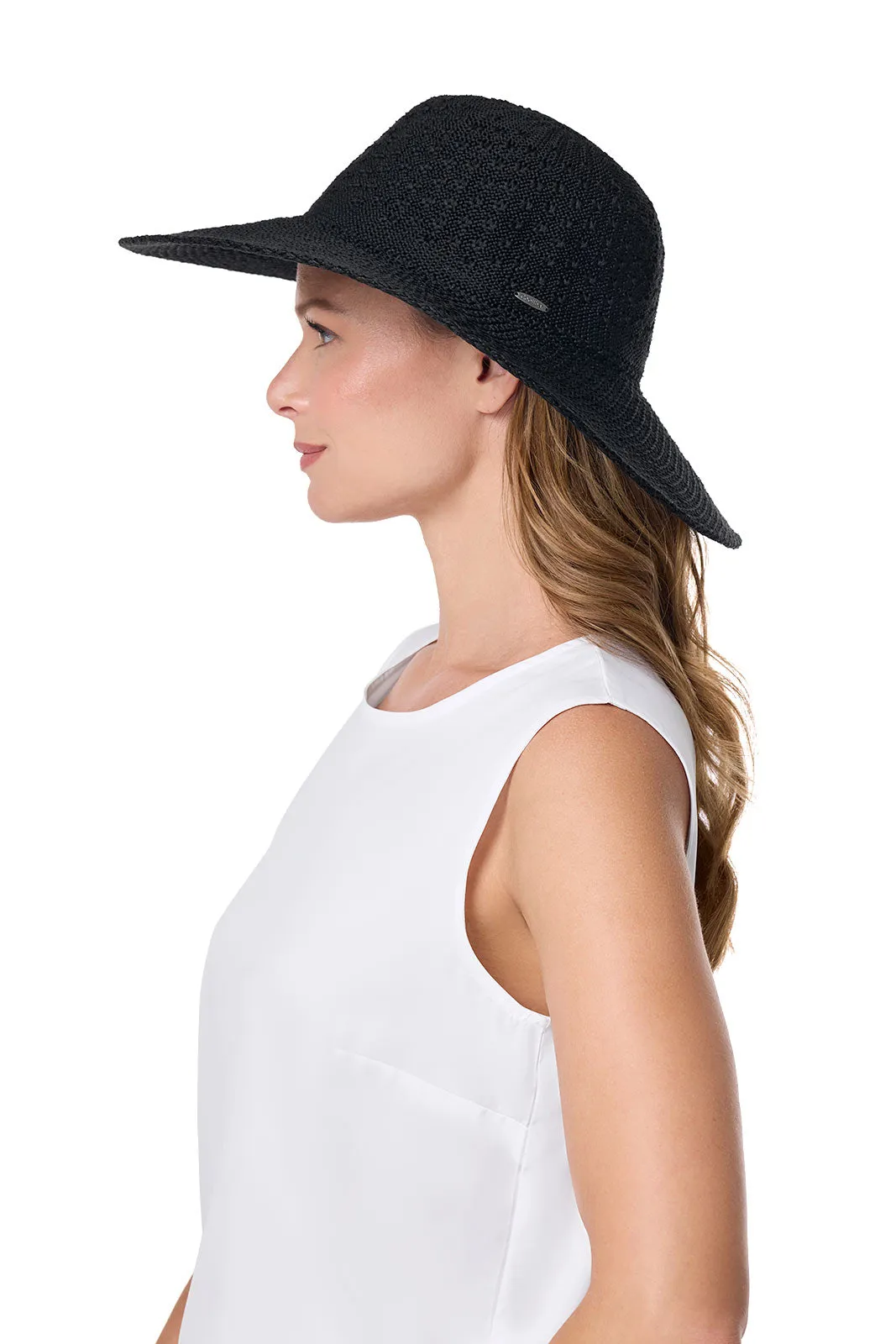 Perla Packable Wide Brim Hat | Black