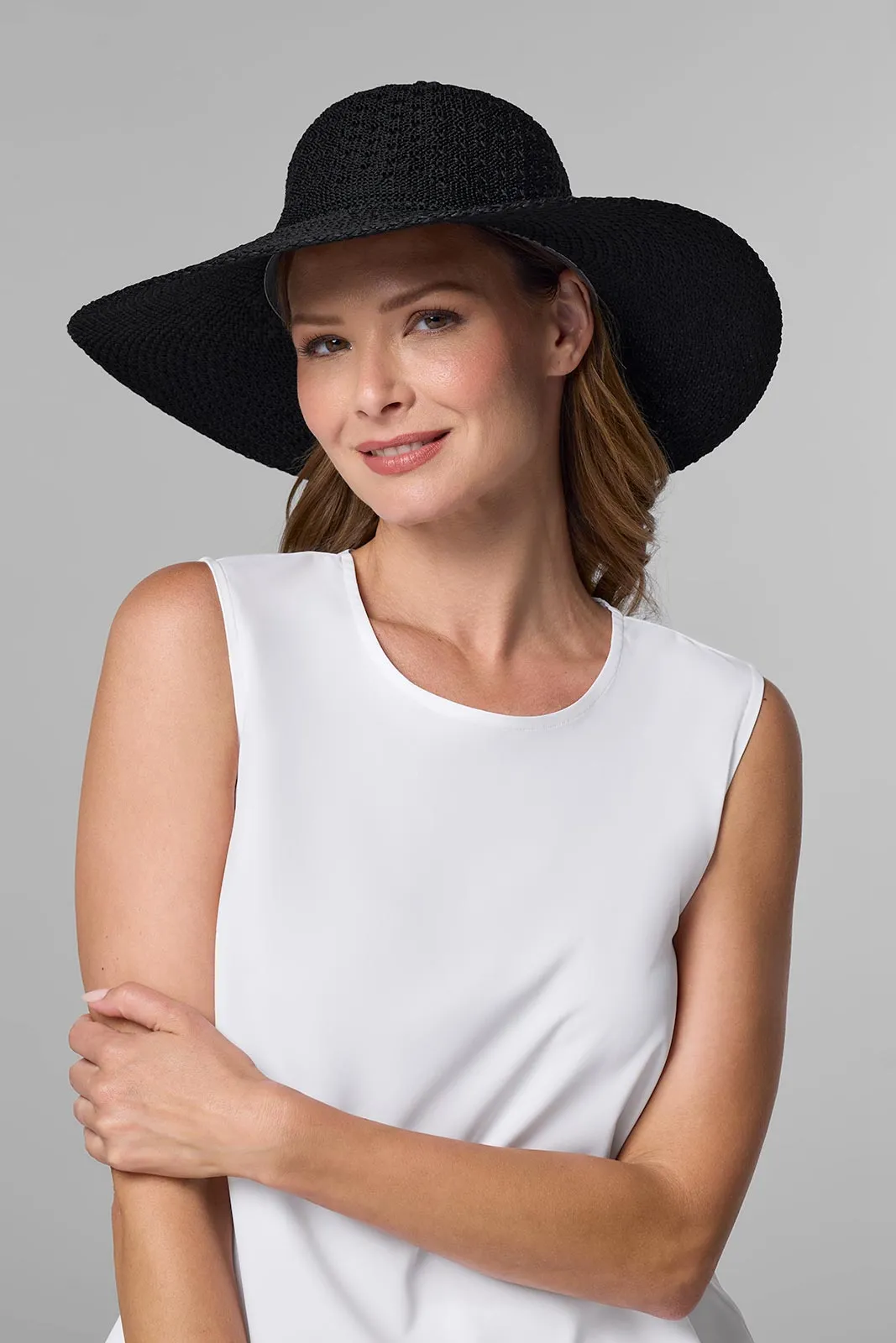 Perla Packable Wide Brim Hat | Black