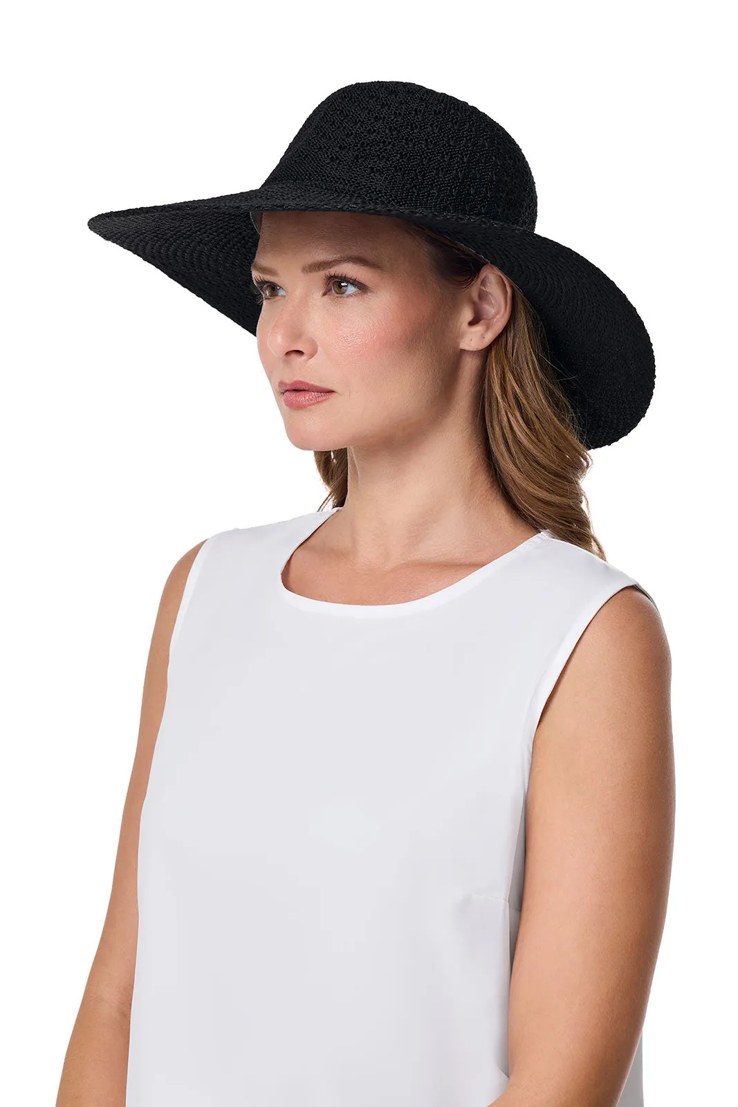 Perla Packable Wide Brim Hat | Black