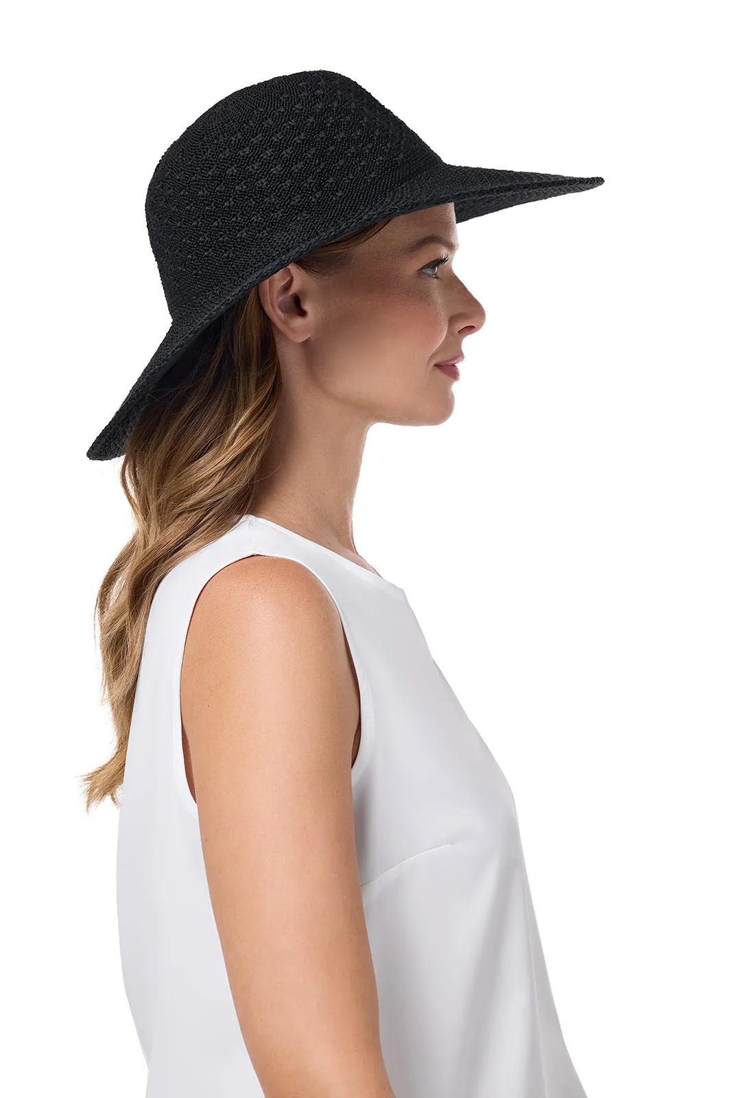 Perla Packable Wide Brim Hat | Black