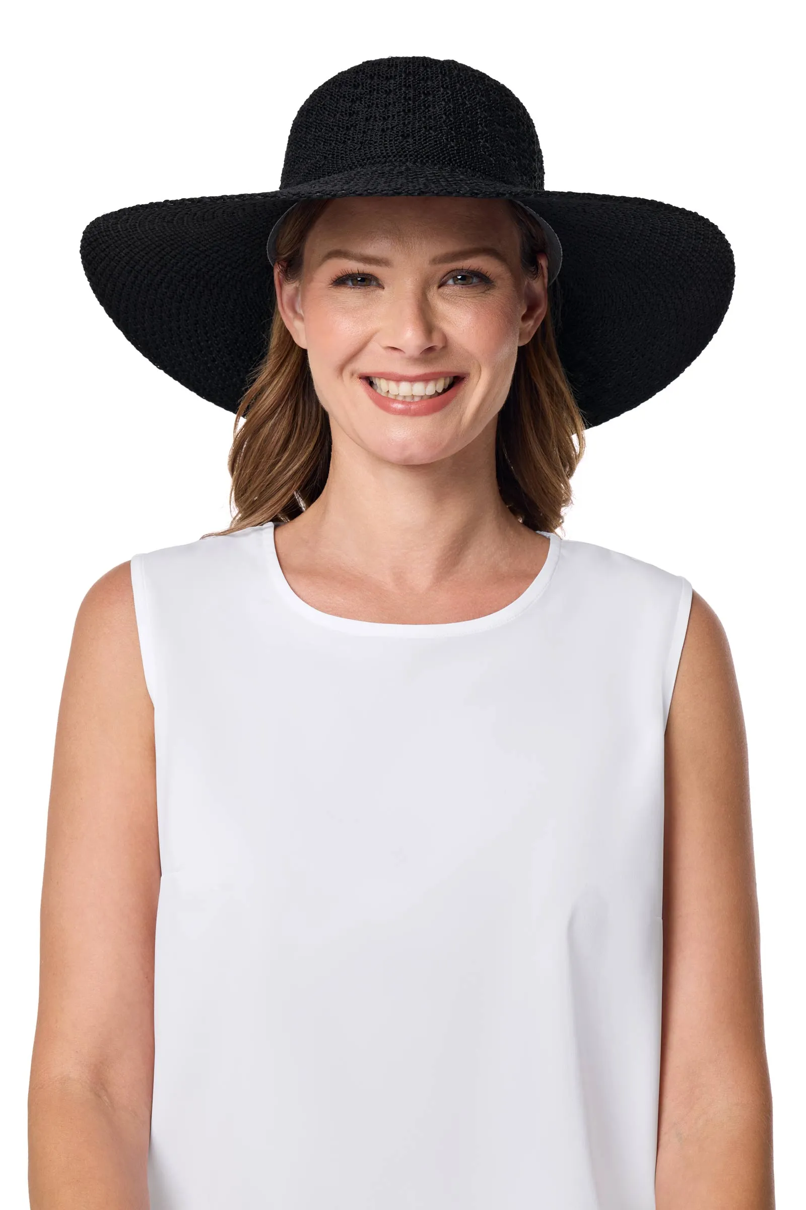 Perla Packable Wide Brim Hat | Black