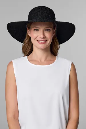 Perla Packable Wide Brim Hat | Black