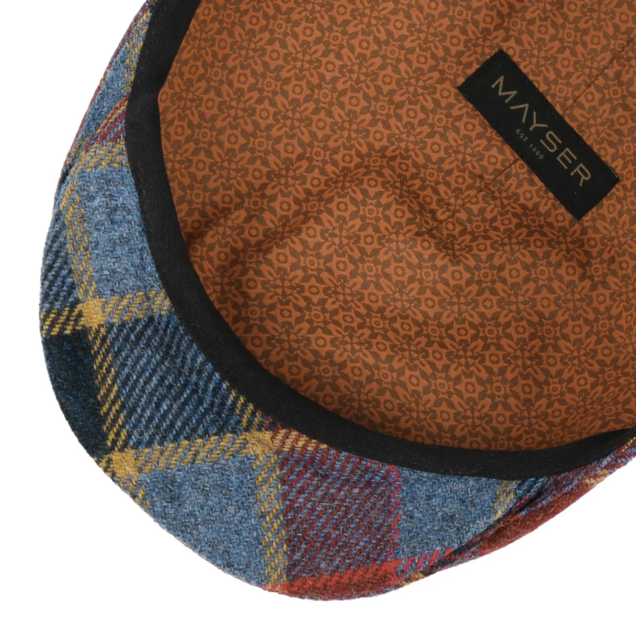Sidney Big Colour Check Flat Cap by Mayser