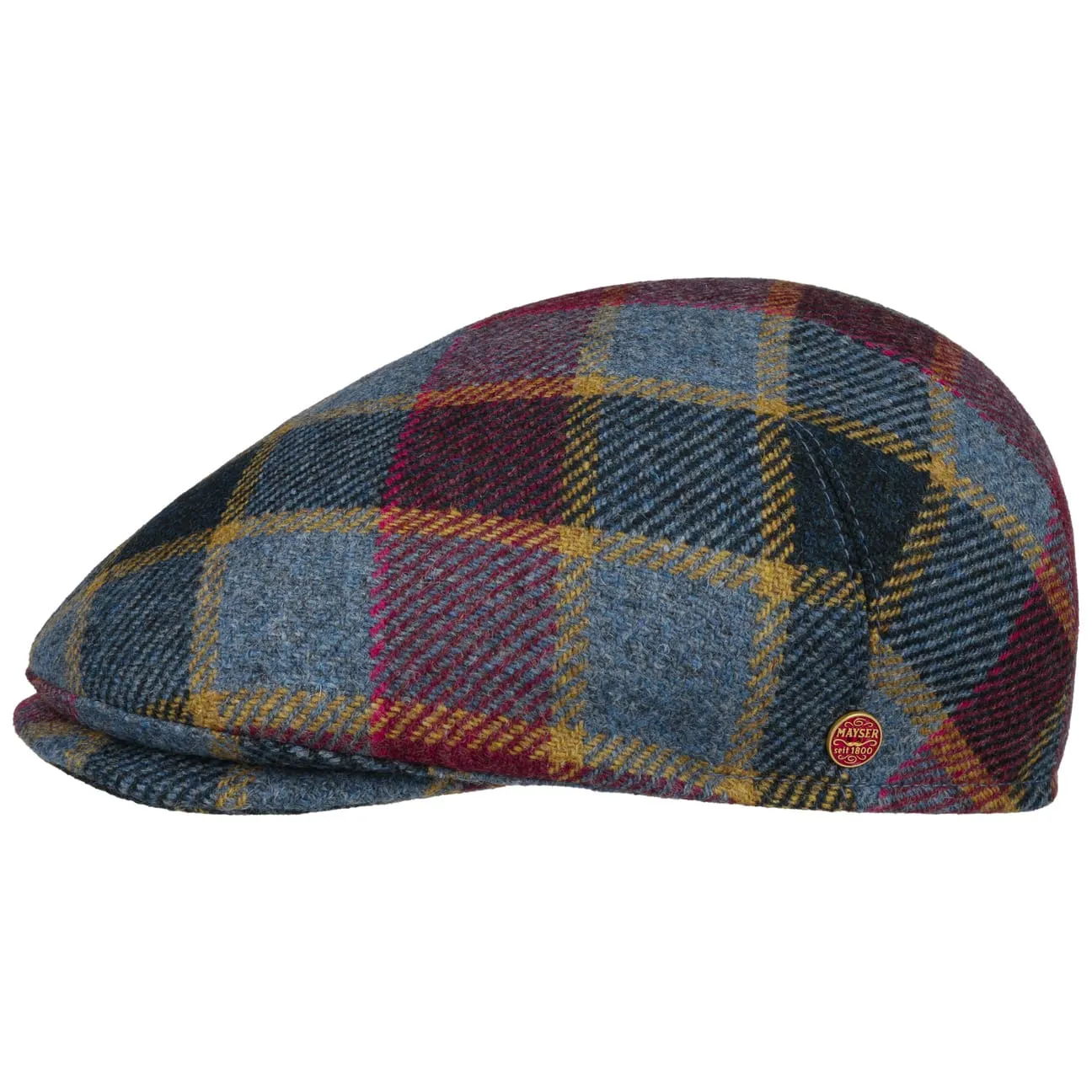 Sidney Big Colour Check Flat Cap by Mayser