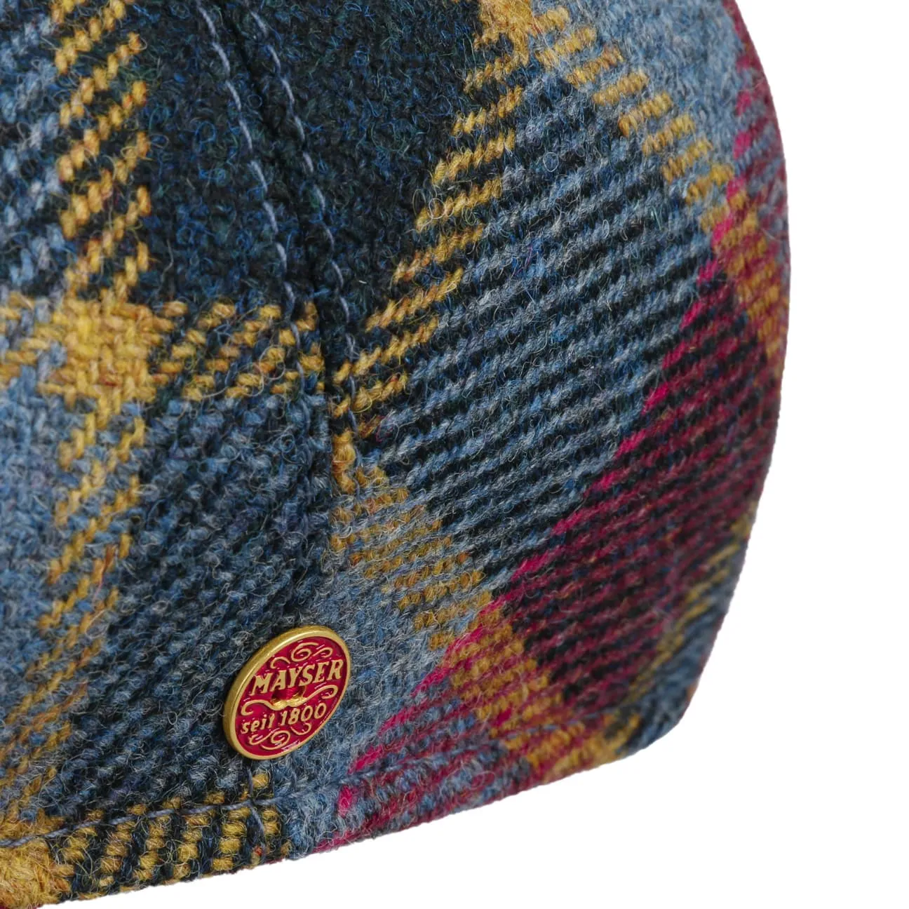 Sidney Big Colour Check Flat Cap by Mayser