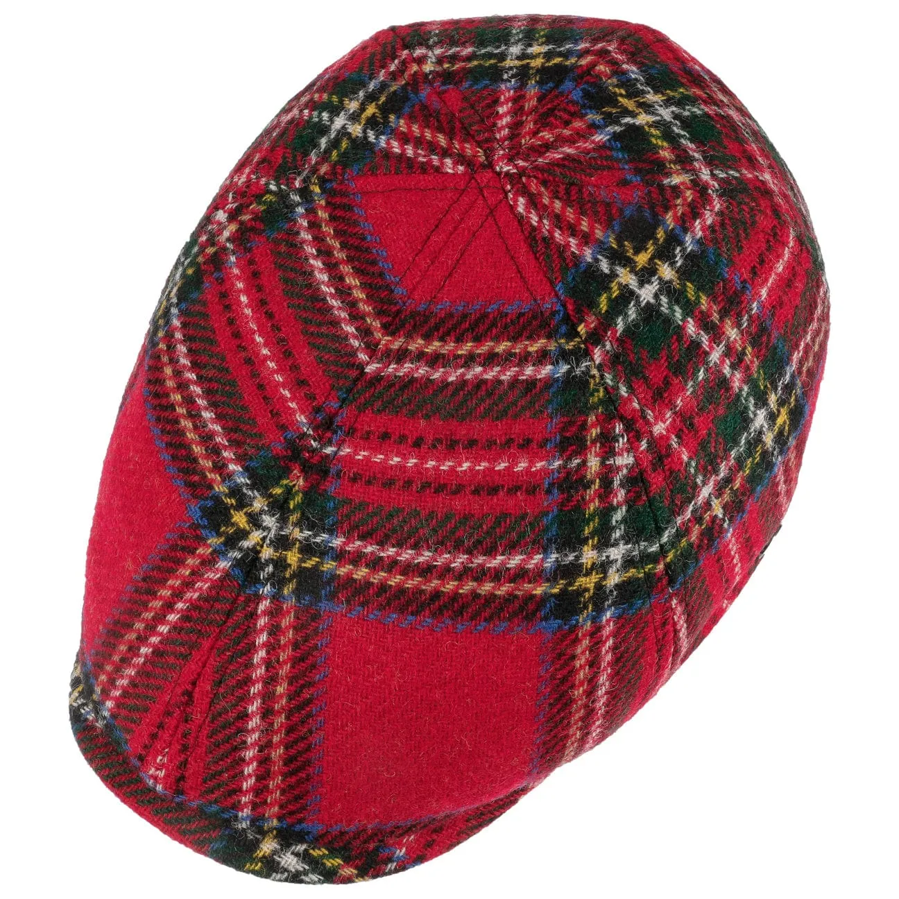 Stewart Wool Check Flat Cap by Lierys