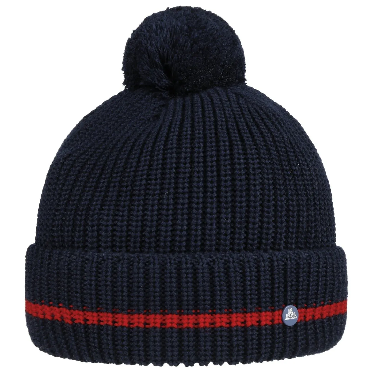 Striped Cuff Pompom Hat by Hammaburg