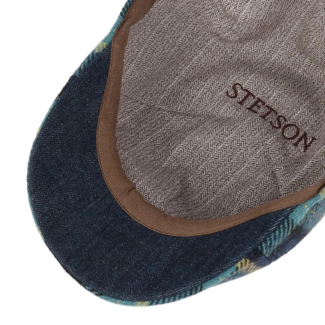 Texas Genola Wool Check Flat Cap by Stetson