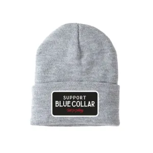 Troll Co. Premium "Support Blue Collar" Patch Knit Beanie
