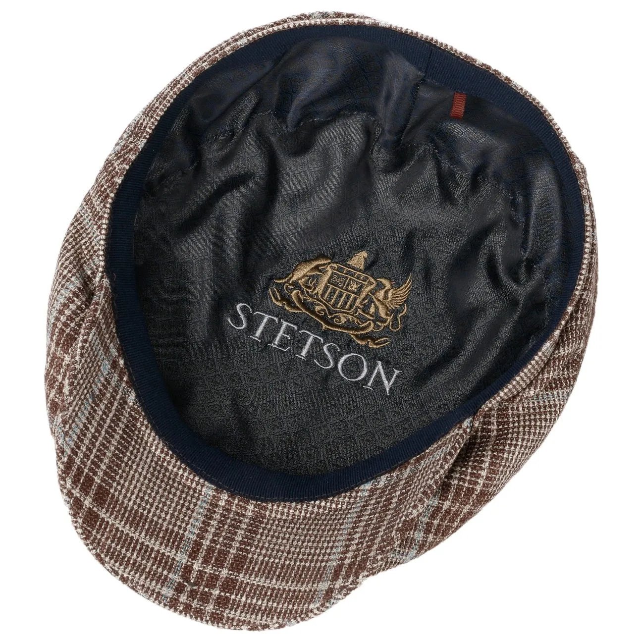Wool Silk Check Flat Cap by Stetson