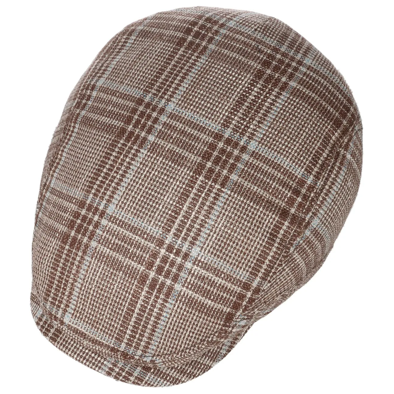Wool Silk Check Flat Cap by Stetson
